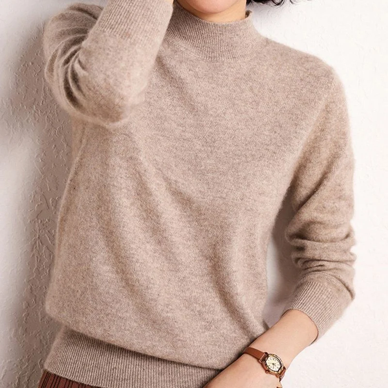

Sigutan 2023 Autumn Winter Long Sleeve Thick Sweater Women Solid Soft Warm Knitted Pullover Sweater Turtleneck Jumper Pull Femme