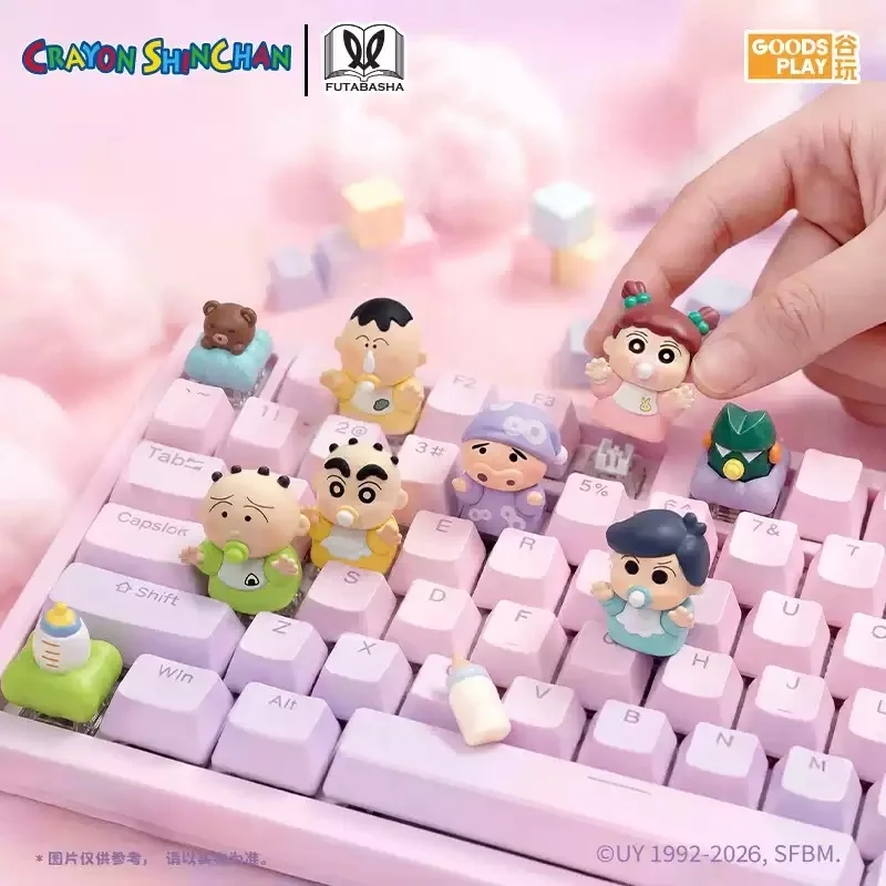Фото В наличии: 3D-кейкапы Crayon Shin-chan Baby Hug Series, слепой бокс, персонализированные кейкапы для механической клавиатуры с кросс-переключателями, подарок №2