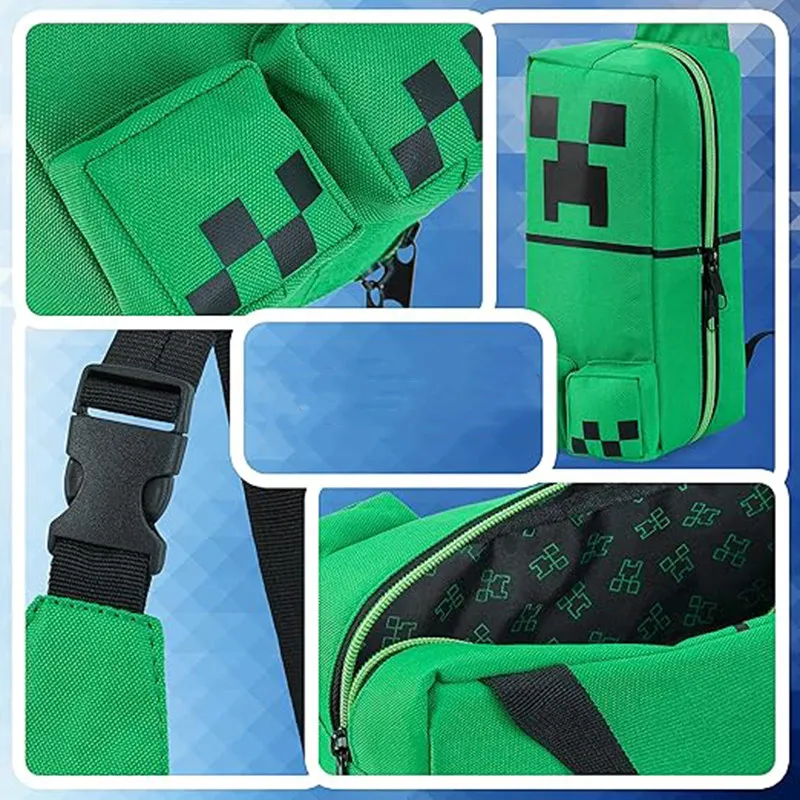 Фото Рюкзак-сумка для школы с персонажами Minecraft, детская сумка через плечо с мультяшными персонажами, подарок №3