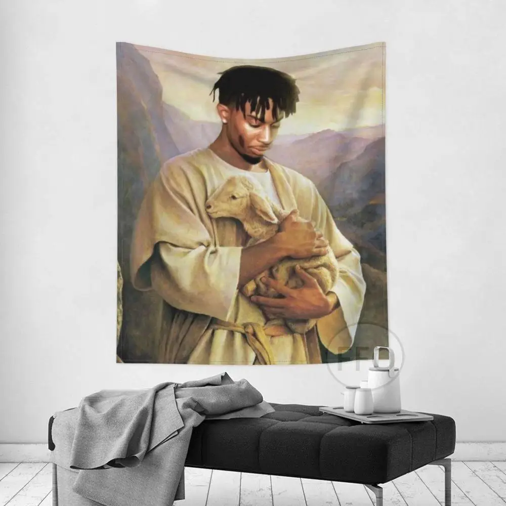 Гобелен Christian Playboi Carti Meme гобелен с изображением Иисуса ягненка настенный