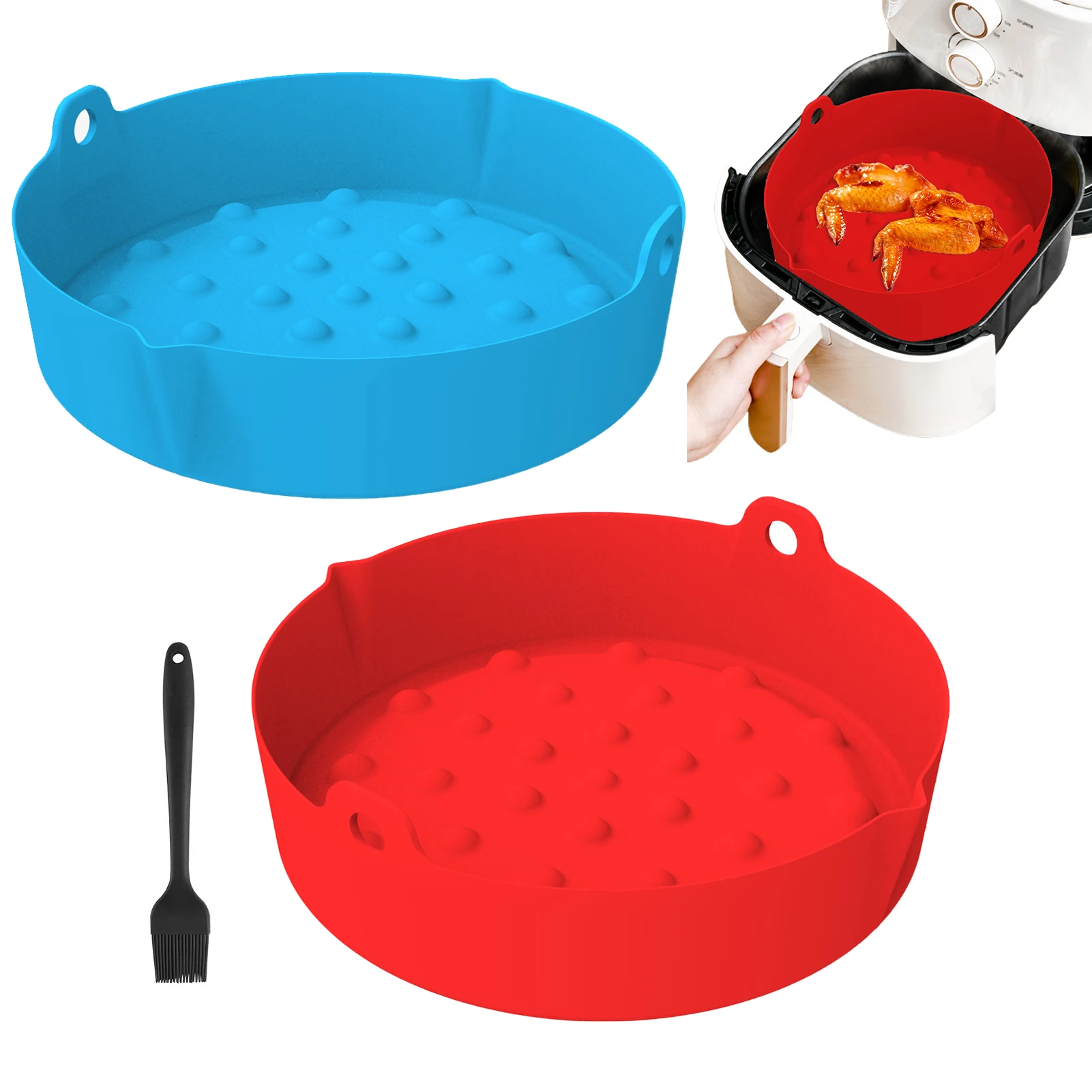 

2шт поднос для выпечки, домашняя кухонная фритюрница, силиконовый горшок, антипригарный с круглой щеткой