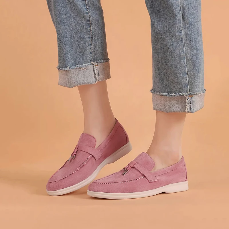 Spring Autumn LP Casual Soft Flat Loafers for Women Man New Classic Summer Walk Moccasins Couple Fashion Suede Slip Shoes