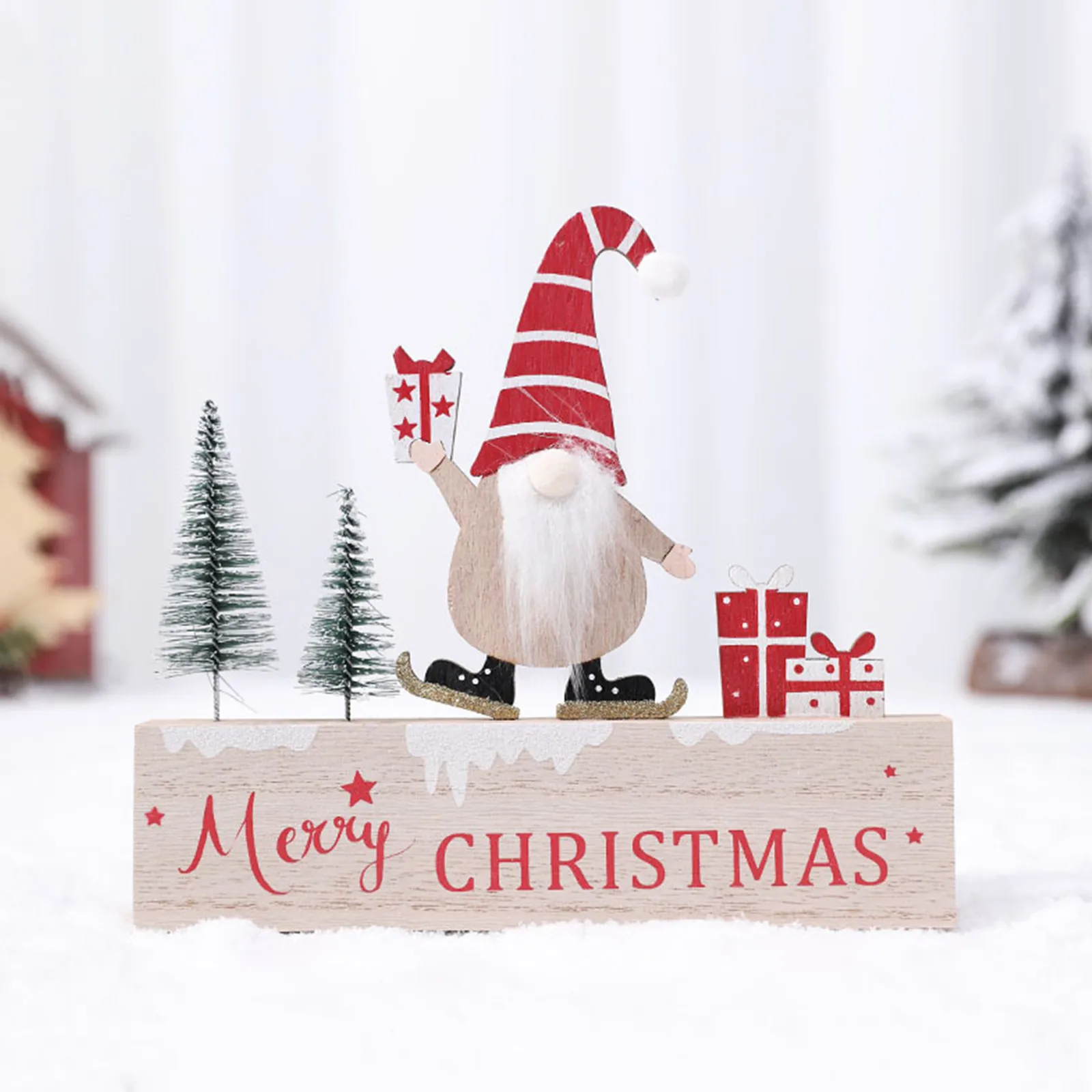 

Miniature Christmas Ornament Christmas I Decorative Wooden Sign Tree Shopping Mall Window Bar Scene Layout Pan Ornament