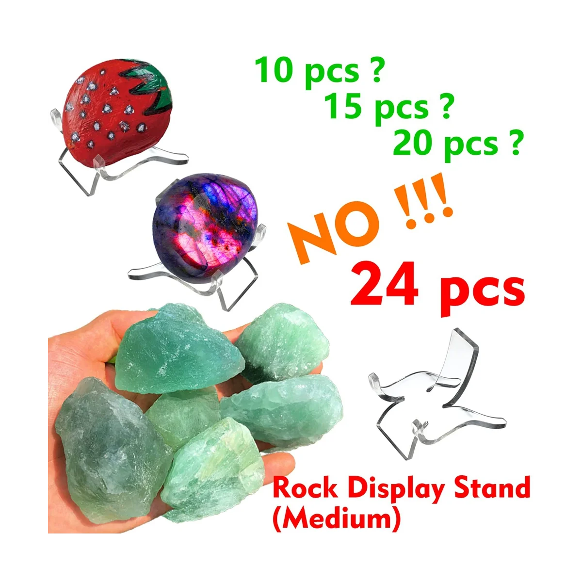

24 PCS Rock Display Stand, Small Acrylic Stand Small Display Stand for Painted Rocks Geodes Rock Minerals Agates(M)