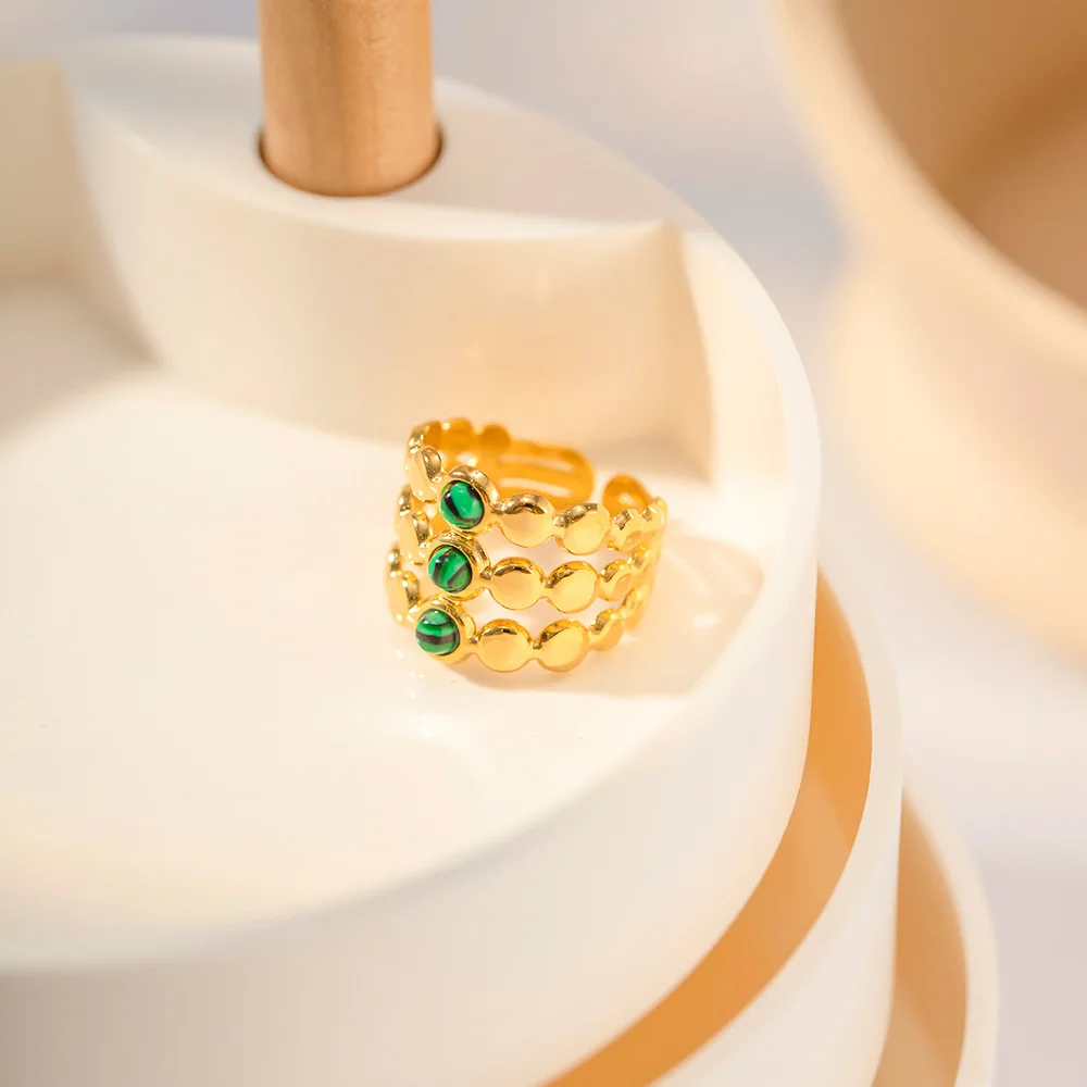 Кольцо Yori из нержавеющей стали с натуральным камнем золотое 18-каратное кольцо