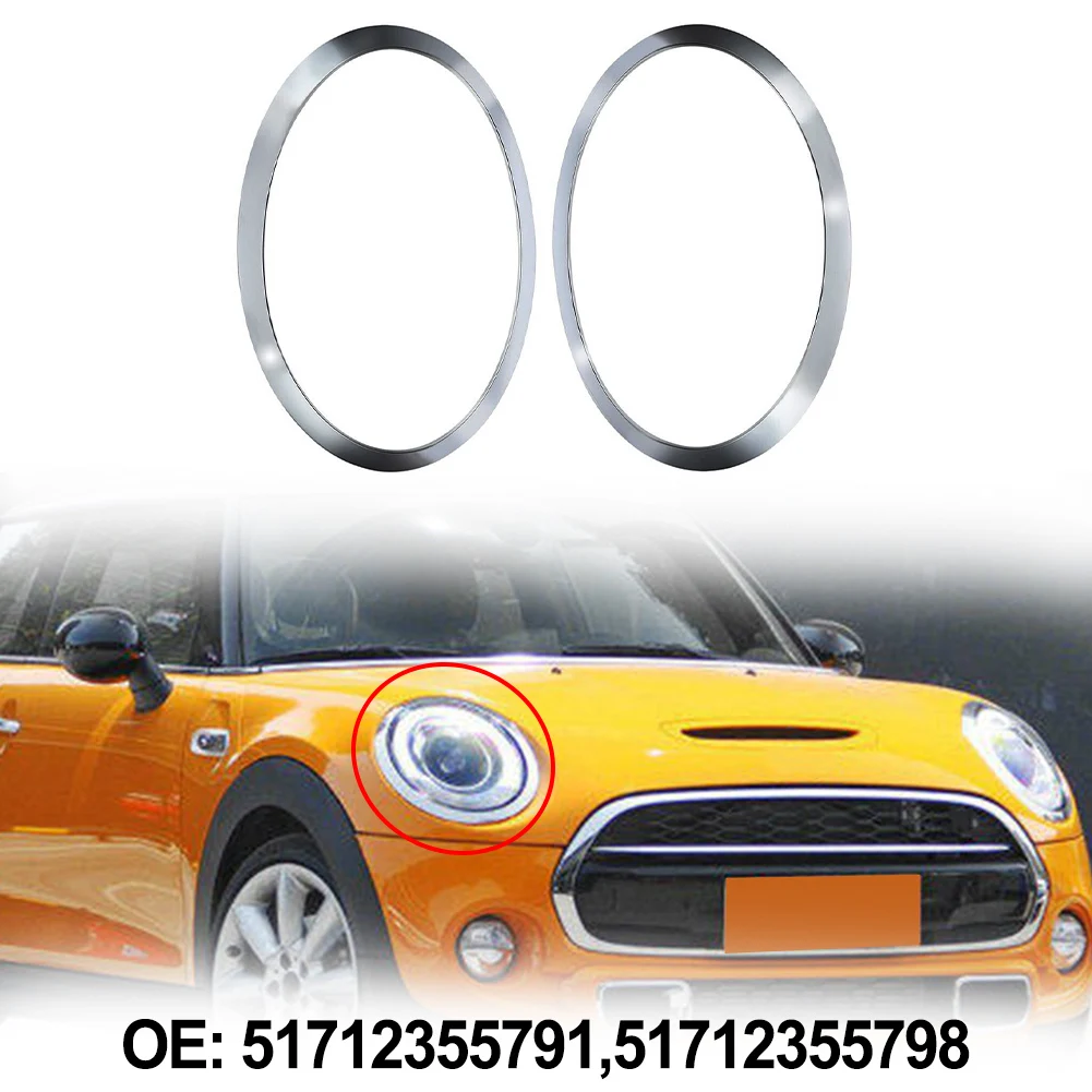 

2pcs Headlight Trim Front Lamp Frame Ring For MINI F55 F56 F57 Silver Plating Bezel Surround Cover 51712355791 51712355798