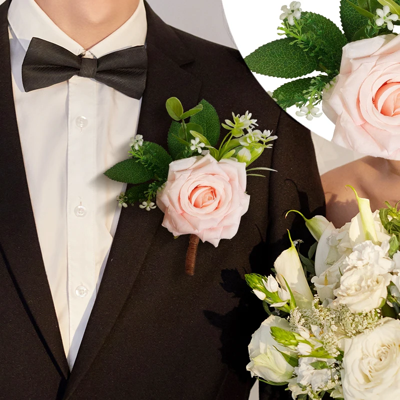 Свадебный цветок корсаж на запястье искусственный подружки невесты розы ручной