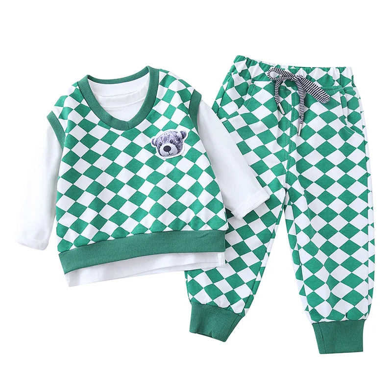 

Детский спортивный костюм на весну и осень, Модный комплект одежды для мальчиков, хлопковый свитер + брюки, комплекты детской одежды