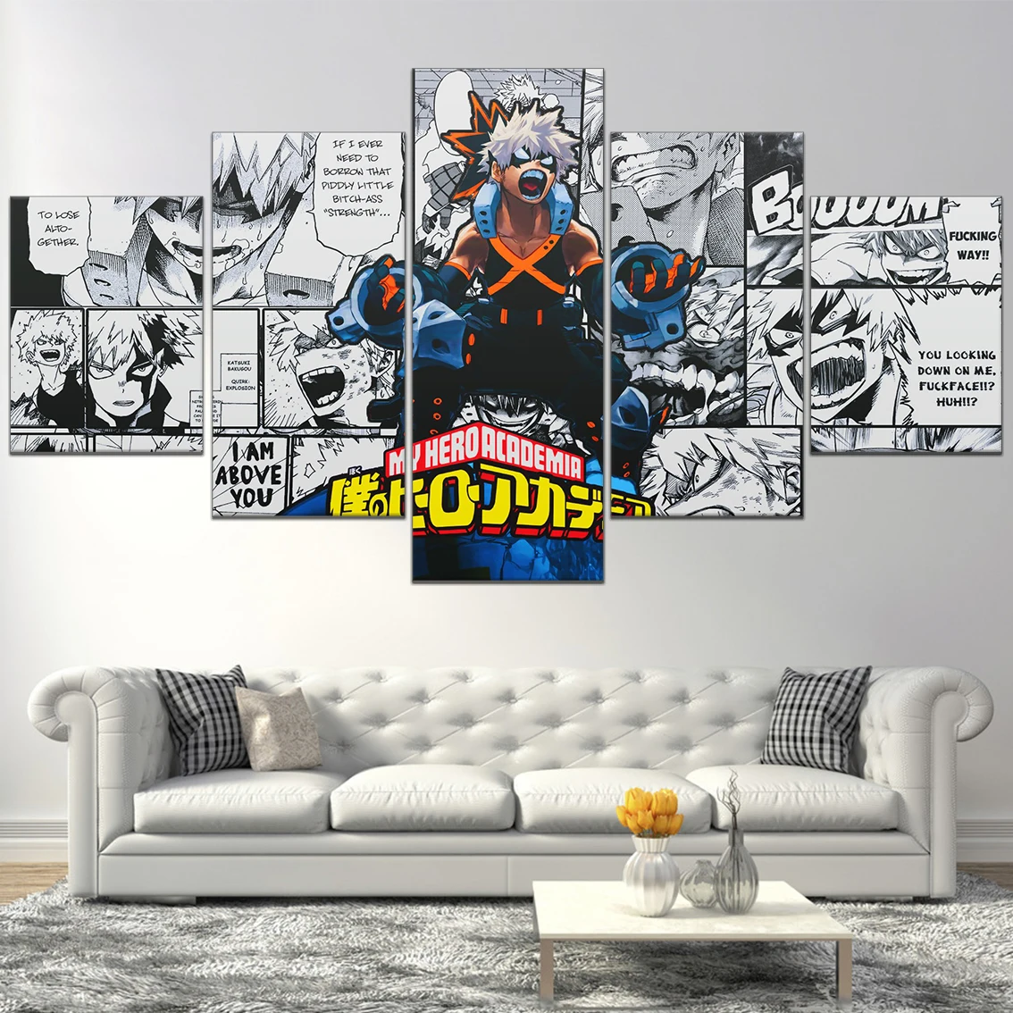 

Home Decor Poster 5 Panel My Hero Academia Anime Modern Canvas Painting HD Print Katsuki Bakugou Pictures Wall Room Decoration