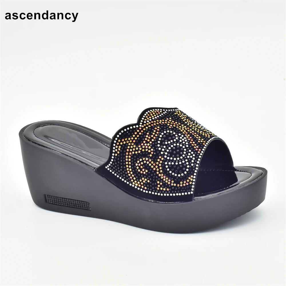 

New Arrival Ladies Shoes Heels Rhinestone African Party Shoes Decorated with Rhinestone Plus Size Shoes African Women Shoes