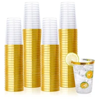 75pack 12oz gold plastic cups premium gold rimmed plastic disposable cups tumblers for elegant weddings nice celebrations