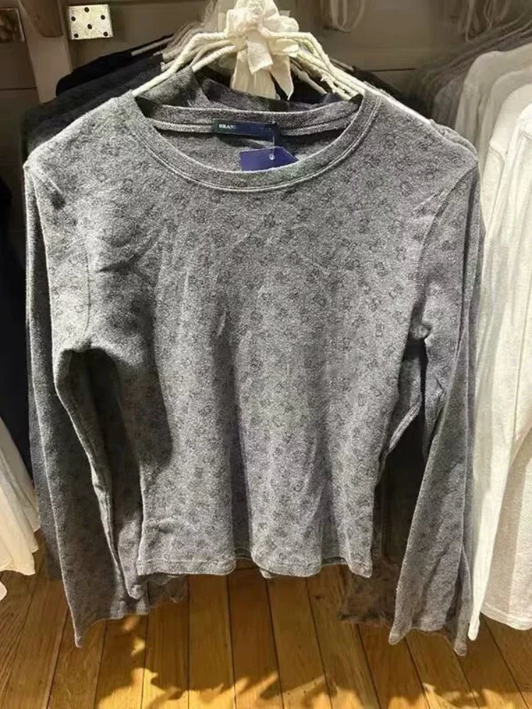 Хлопковая футболка с длинными рукавами для женщин осень 2024 повседневный базовый