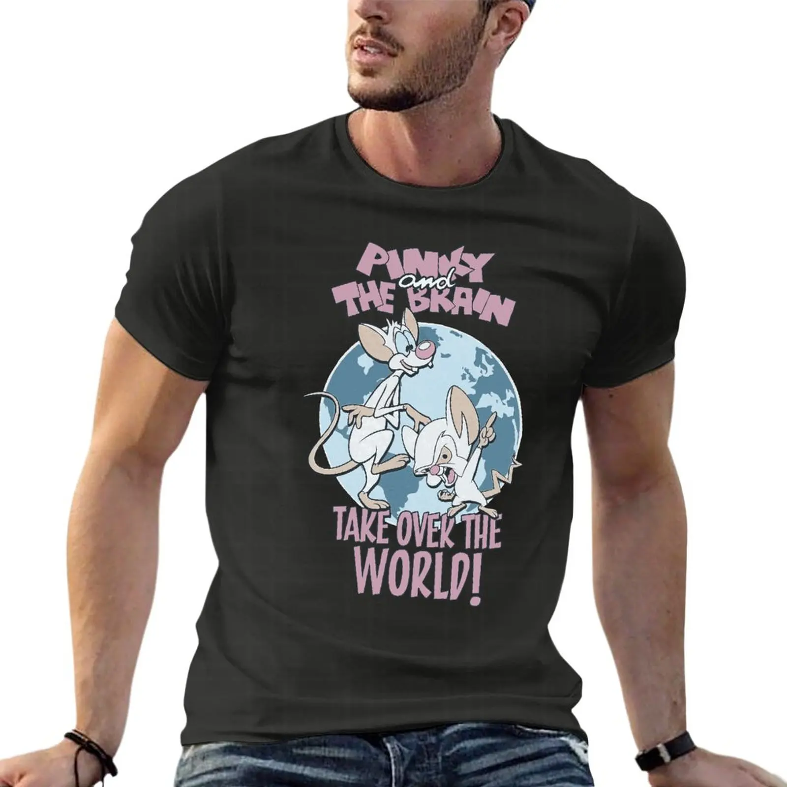 

Animaniacs Pinky And The Brain Take Over The World Oversize Tshirt Personalized Men'S Clothes Short Sleeve Streetwear Plus Size