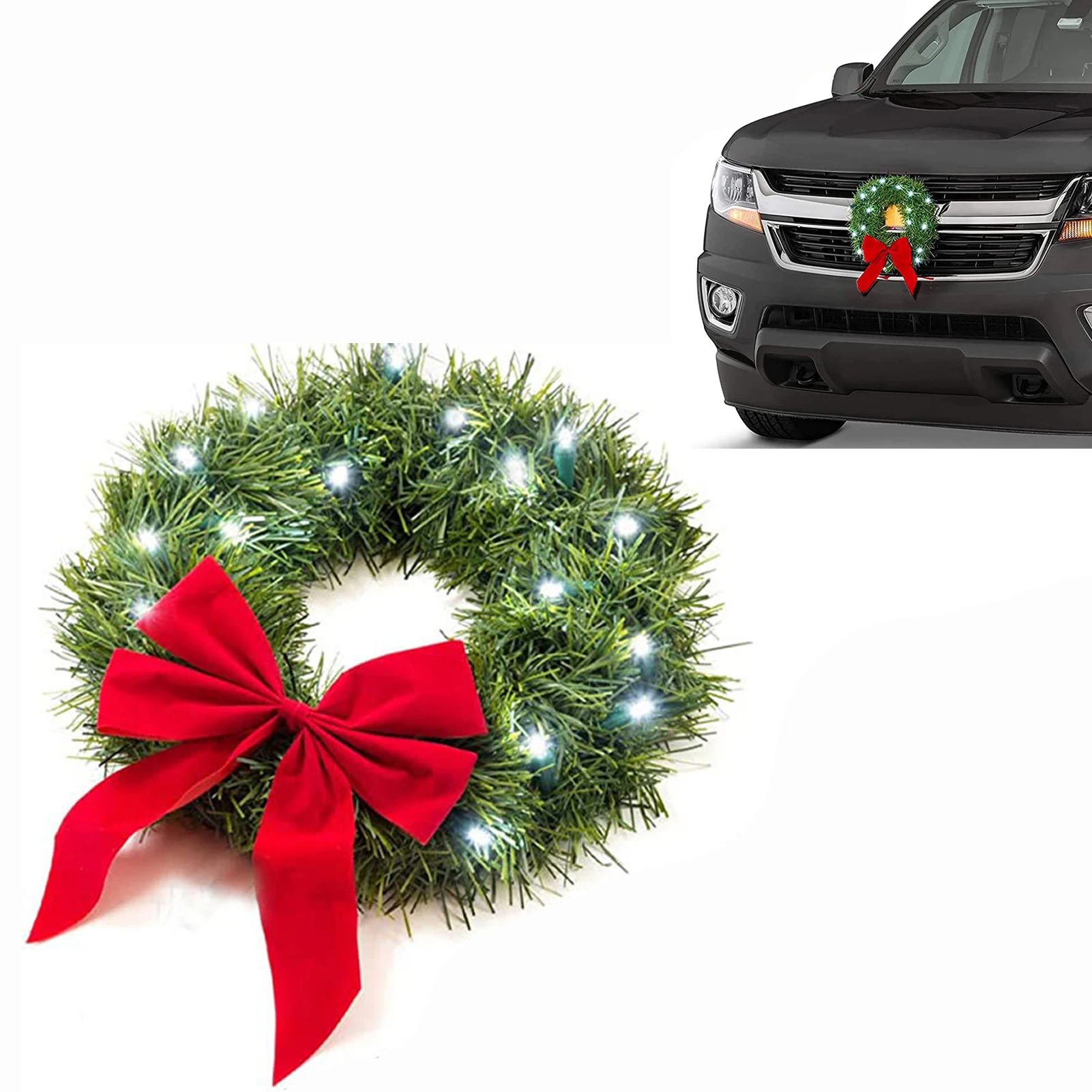 

Car Wreath Christmas Christmas Car Wreath Accessories Artificial Leaves Car Wreath For Truck SUV Holiday Christmas Decorations