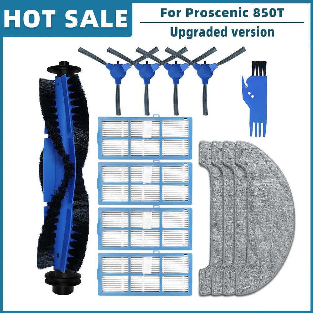 

Сменные аксессуары для робота-пылесоса Proscenic 850T, запасные части, основная боковая щетка, фильтр, швабра Hepa, тряпка, крышка щетки