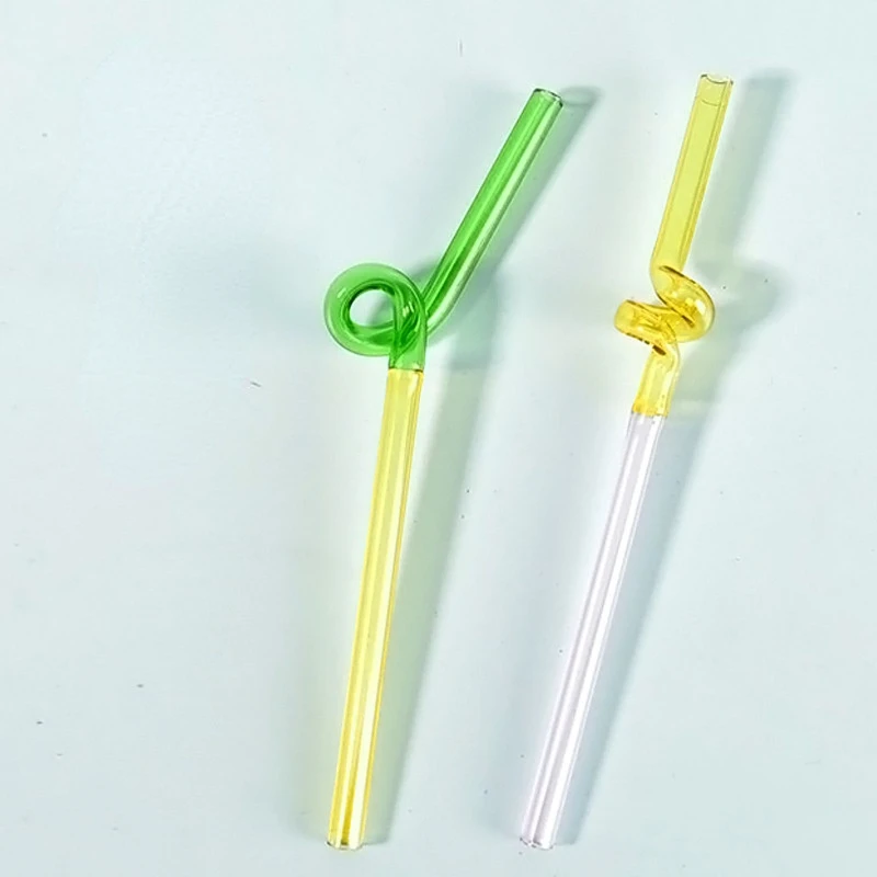 

Nordic Color Glass Straw Lovely Coffee Mixing Bar Design Reusable Straw Long Stem Glass Straw Drinkware Drinking Water Cup