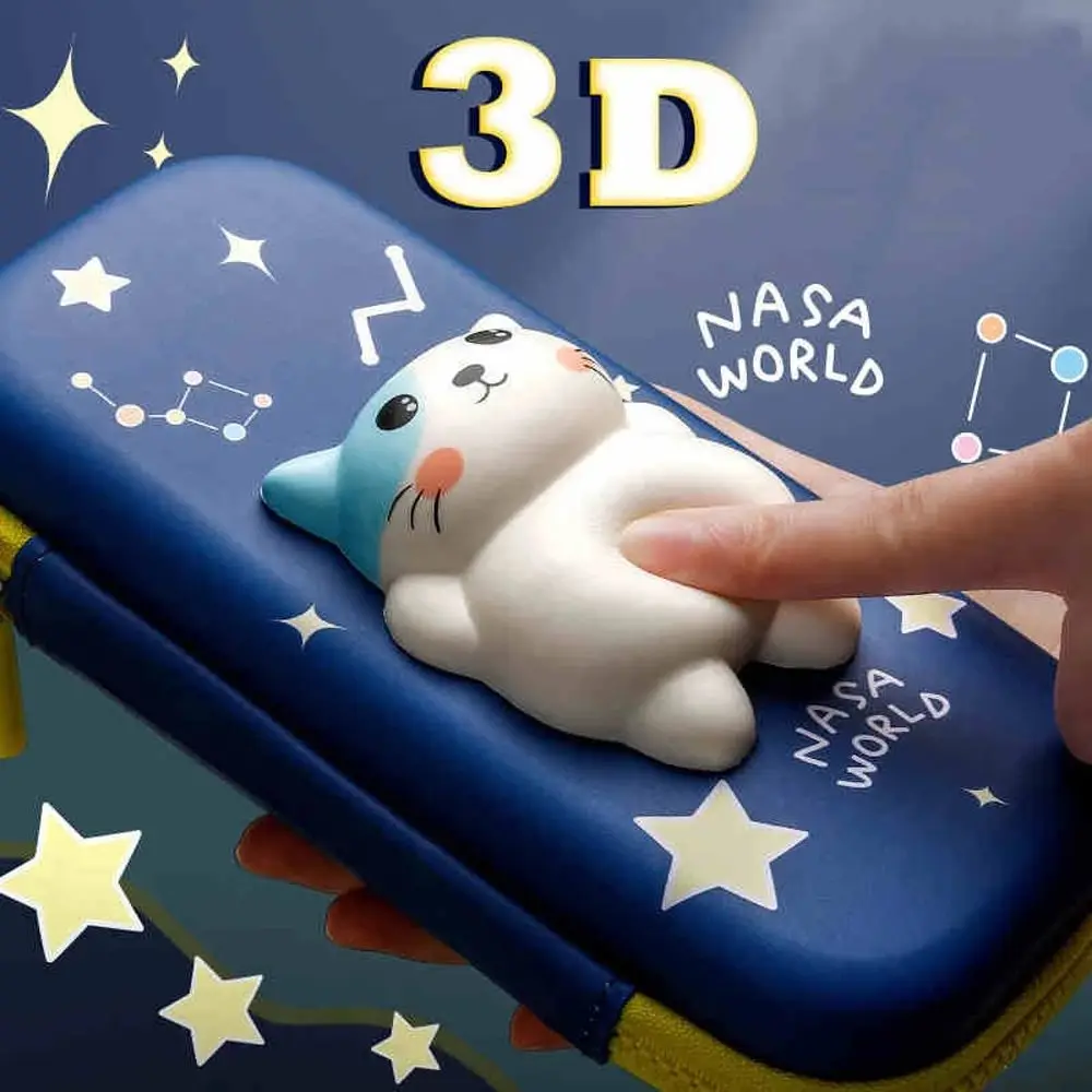

Cute Pen Bag Writing Supplies Large Capacity Pencil Box Pencil Bag PU Pencil Case Decompression Pencil Case 3D Cartoon Pen Box