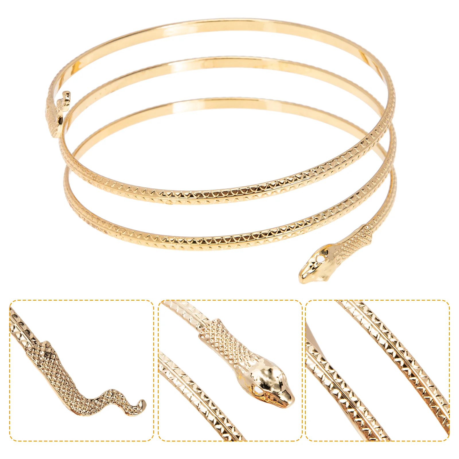 

2Pcs Adjustable Open Armlet Coil Wrap Bracelet Snake Armband Cuff Bangle Jewelry