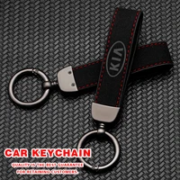 business car badge keychain suede leather keyring key chain couple gifts accessories for kia rio 3 4 ceed cerato sportage k2 k3