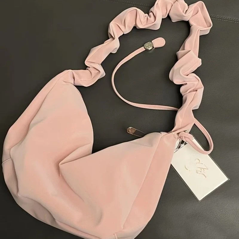 

Xiuya Casual Fashion Crossbody Bag Solid Color Pu Leather Wrinkles Shoulder Bag New Korean Style Simple Large Capacity Handbag