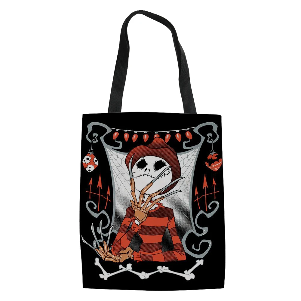 Halloween Topic Style Print Handbag Daily High Quality Shopping Bag Reusable Travel School Unisex Beach Handle Bag