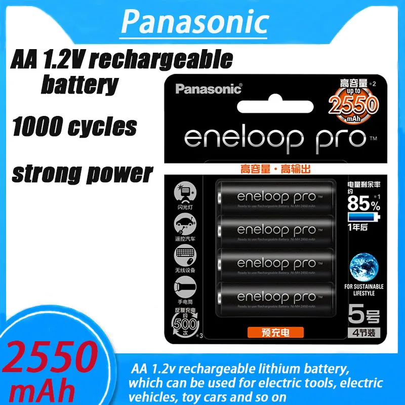 

100% NEW Panasonic Original 2500mAh Batteries 1.2V NI-MH Camera Flashlight eneloop pro Toy AA Pre-Charged Rechargeable Battery