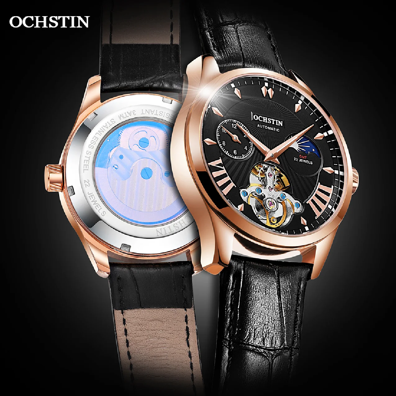 

OCHSTIN 2021 Series Tourbillon Mechanical Watch Men's Bussiness Watches Leather Waterproof Automatic Relogio Masculino GA6120