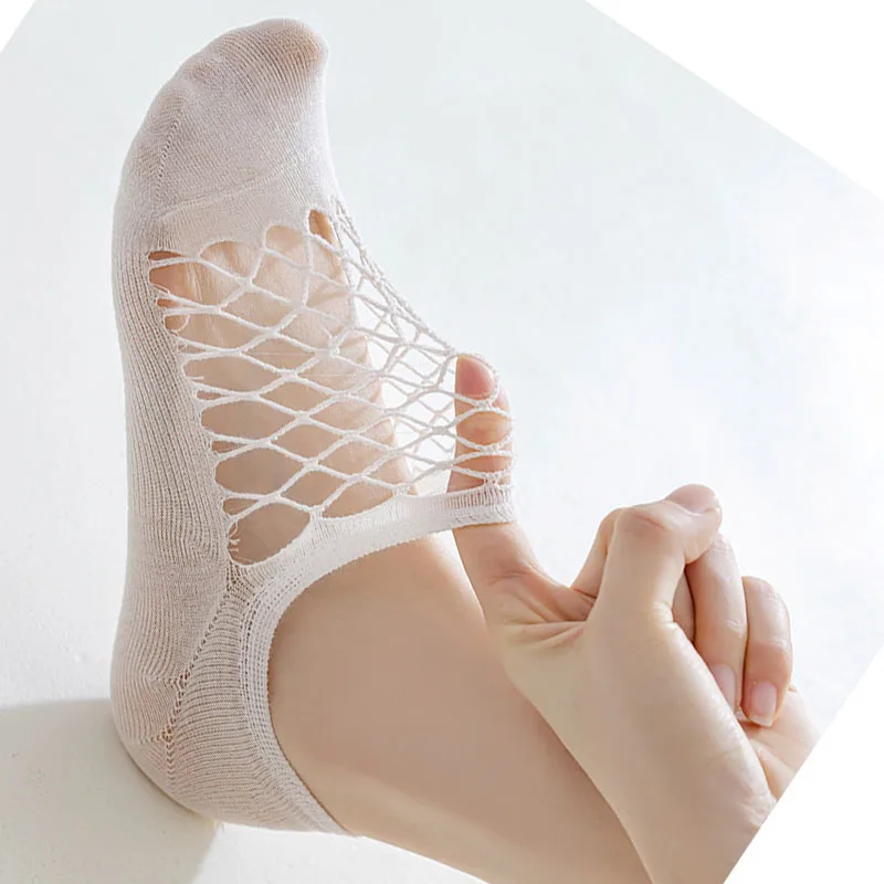 Woman Cotton Short Socks Summer Ultra-thin Breathable Fishnet Sock Casual Mesh Solid Color Girl Sox Calcetines De Seda Mujer