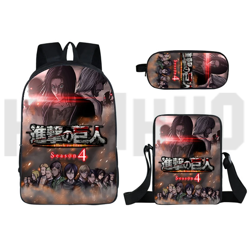 Рюкзак Японский для мужчин и женщин, сумки на плечо с рисунком под ноутбук с надписью «атака на Титанов», ранцы для путешествий