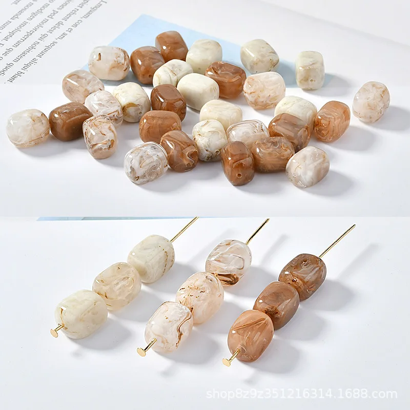 

10 pieces of retro rock texture halo dyeing effect three-dimensional rectangular straight hole bead DIY jewelry material