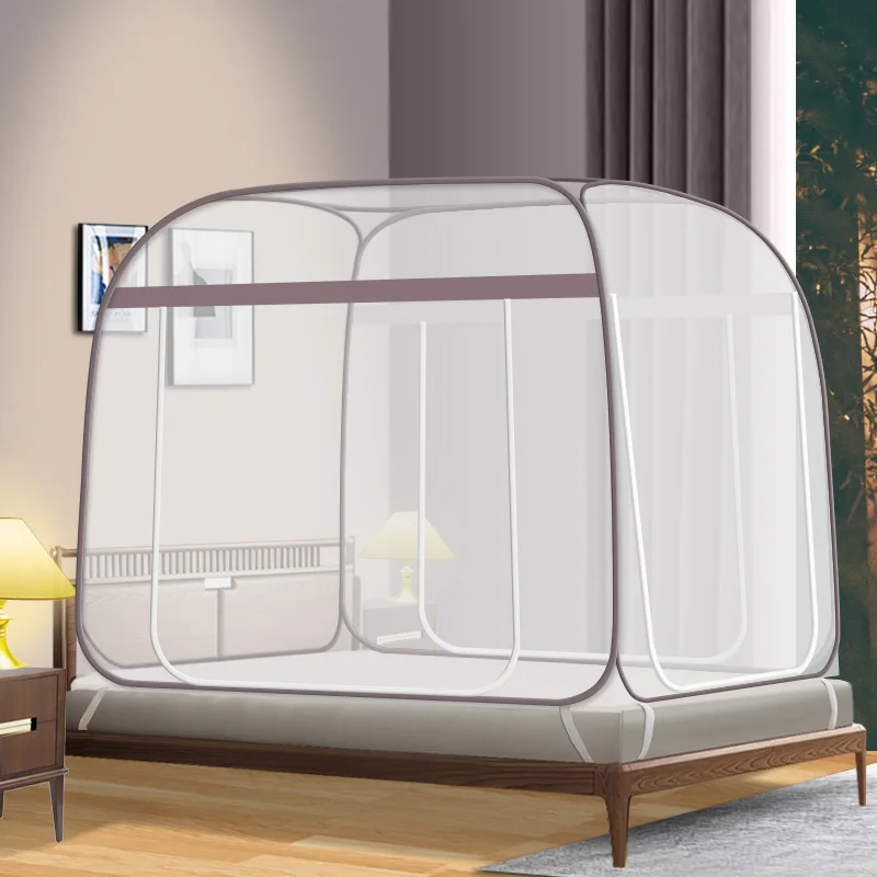 

2023 New Installation-free Yurt Household 1.2m 1.5m 1.8m 2m Bed Mosquito Net Foldable Zipper One-piece Double Door with Bottom