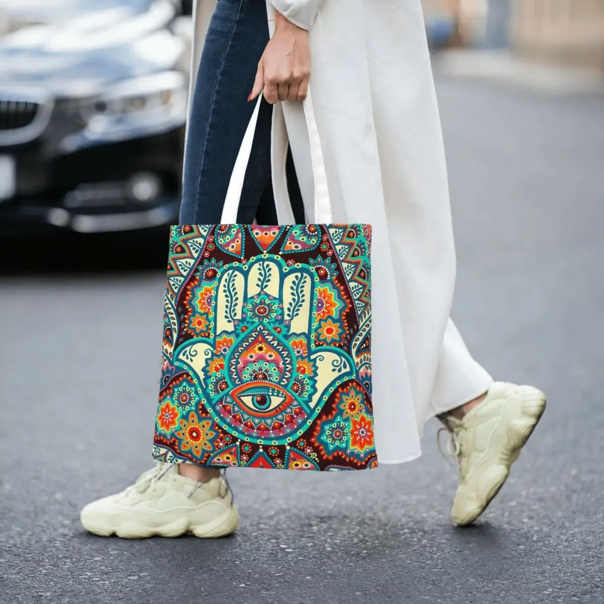 Hamsa Women Canvas Handbag Large Capacity Shopper Bag Tote Bag withSmall Shoulder Bag