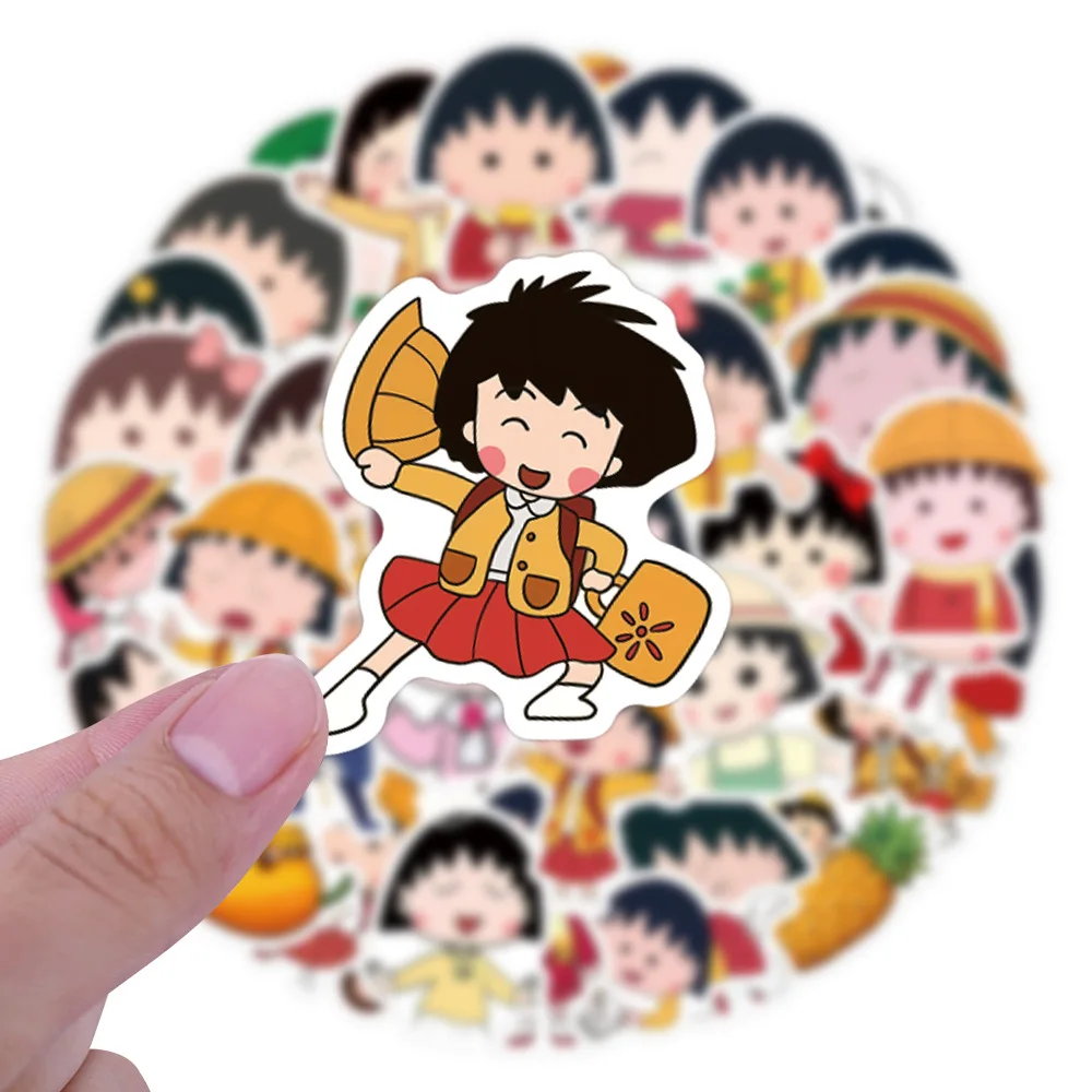 60 قطعة تشيبي ماروكو تشان ملصقات الكرتون الاطفال اللعب مضحك أنيمي الديكور حقيبة الثلاجة المحمول الغيتار سيارة دراجة الكتابة على الجدران الشارات