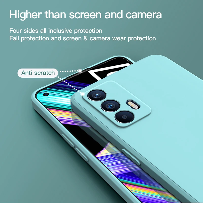 sgo original square liquid silicone phone case for realme 8 pro 7 6 6s 5 5s 4g 5g gt explorer master neo flash soft thin cover free global shipping