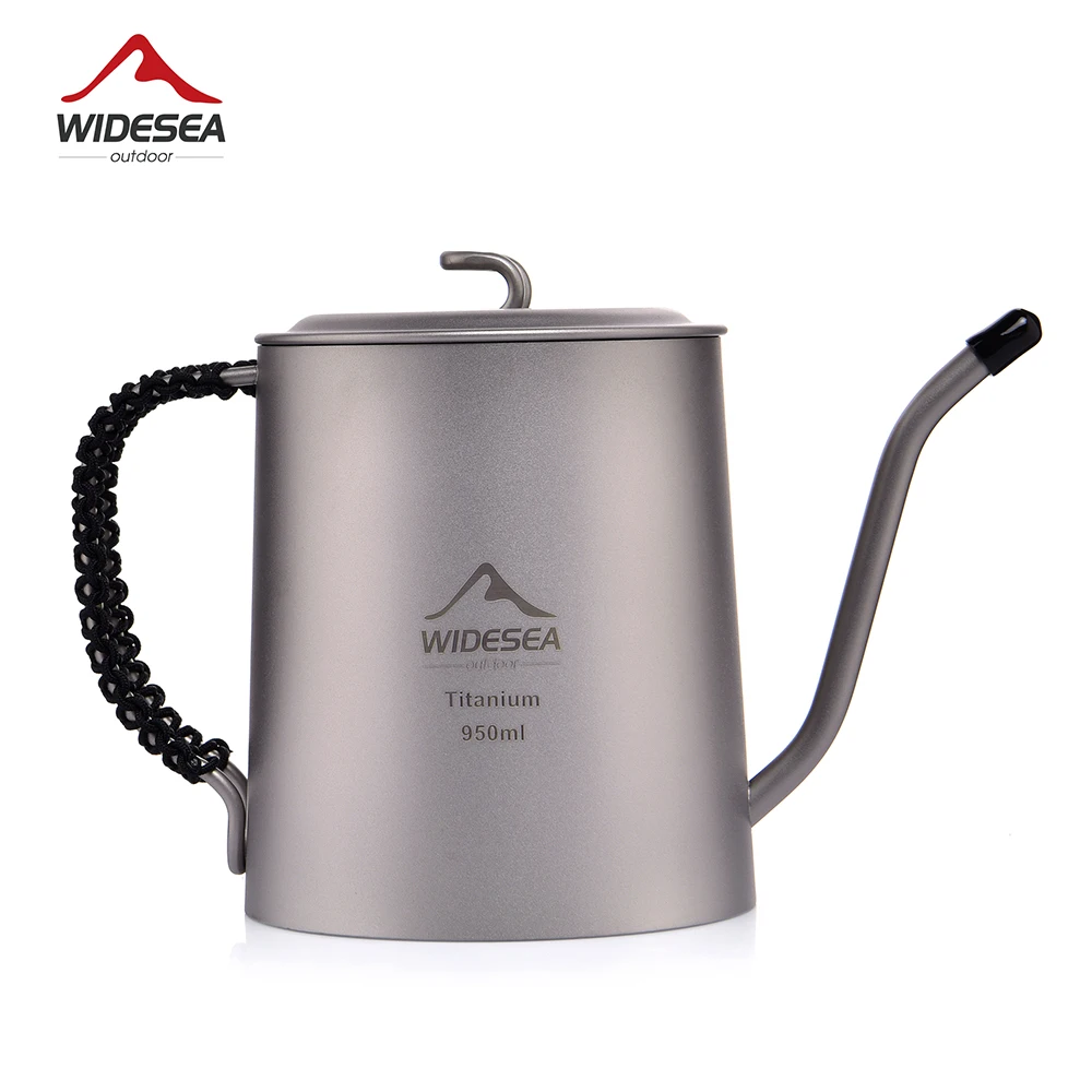 

Widesea Camping Titanium Coffee 950ml Kettle Outdoor Tea Kettle Tableware Pot Equipment Supplies Tourist Dishes Hiking Cooking