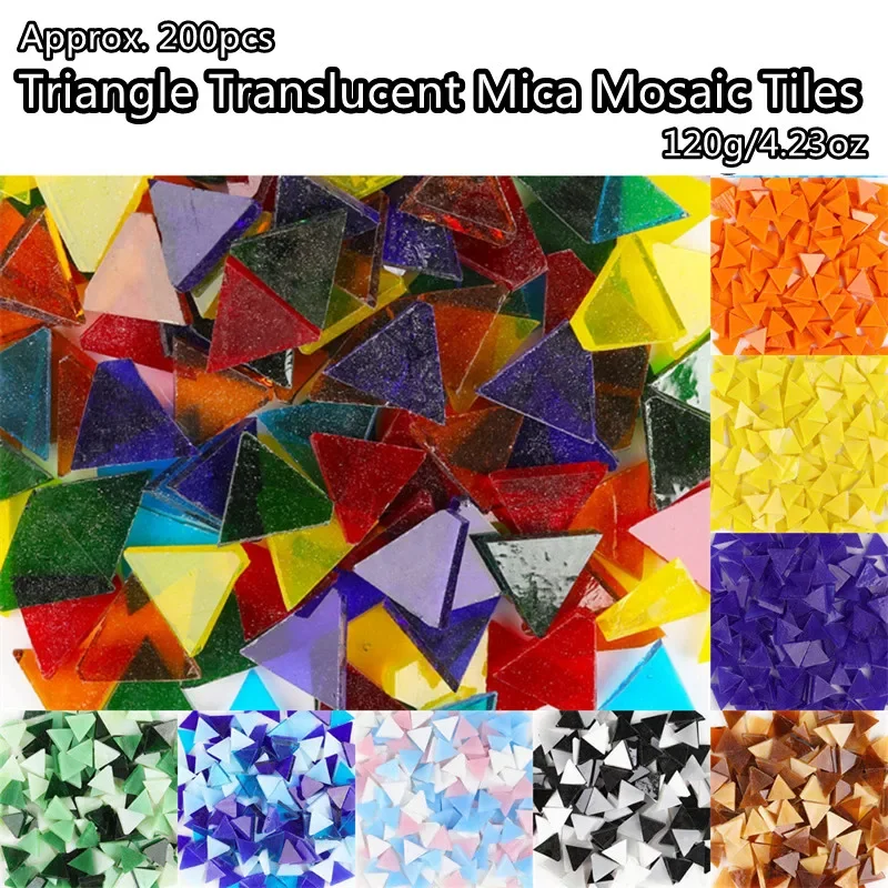120 г/4 23 унций (прибл. 200 шт.) 1 см треугольная полупрозрачная слюдяная мозаичная