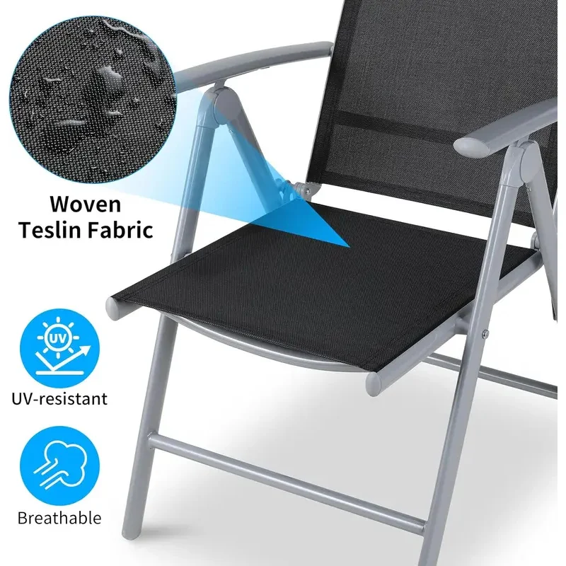 Складной стул для отдыха 2 шт. складные обеденные стулья патио регулируемый
