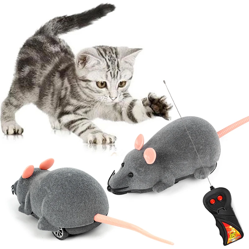 

3 Colors RC Electronic Mice Cat Toys Wireless Remote ControlSimulation Plush Mouse Funny Interactive Rat Toy For Pet Kitten Cats