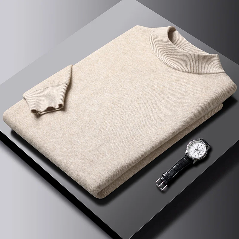 

Men's Spring Half Turtle Neck Knitted Pullover Business Sweater Male Top Quality Winter Woolen Casual Jumper Cardigan Clothes