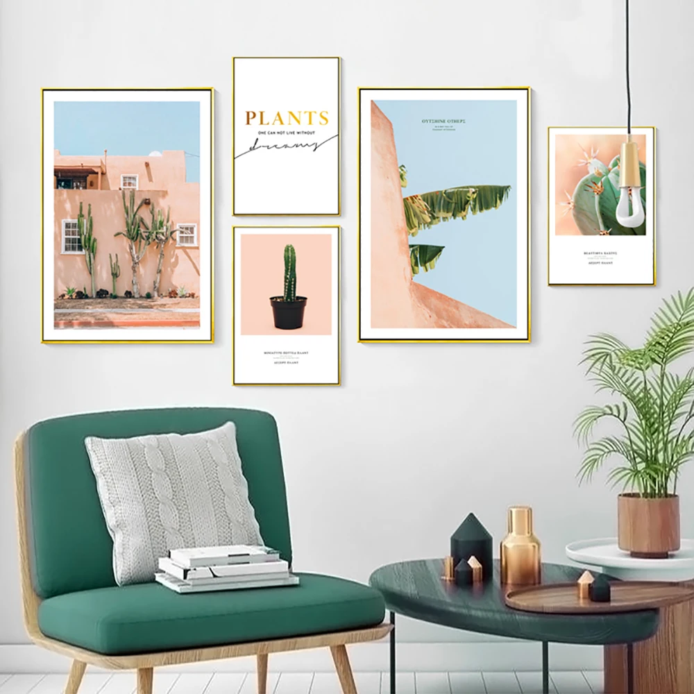

Scandinavian decorative painting plant wall art poster cactus potted canvas prints Nordic living room decoration frameless