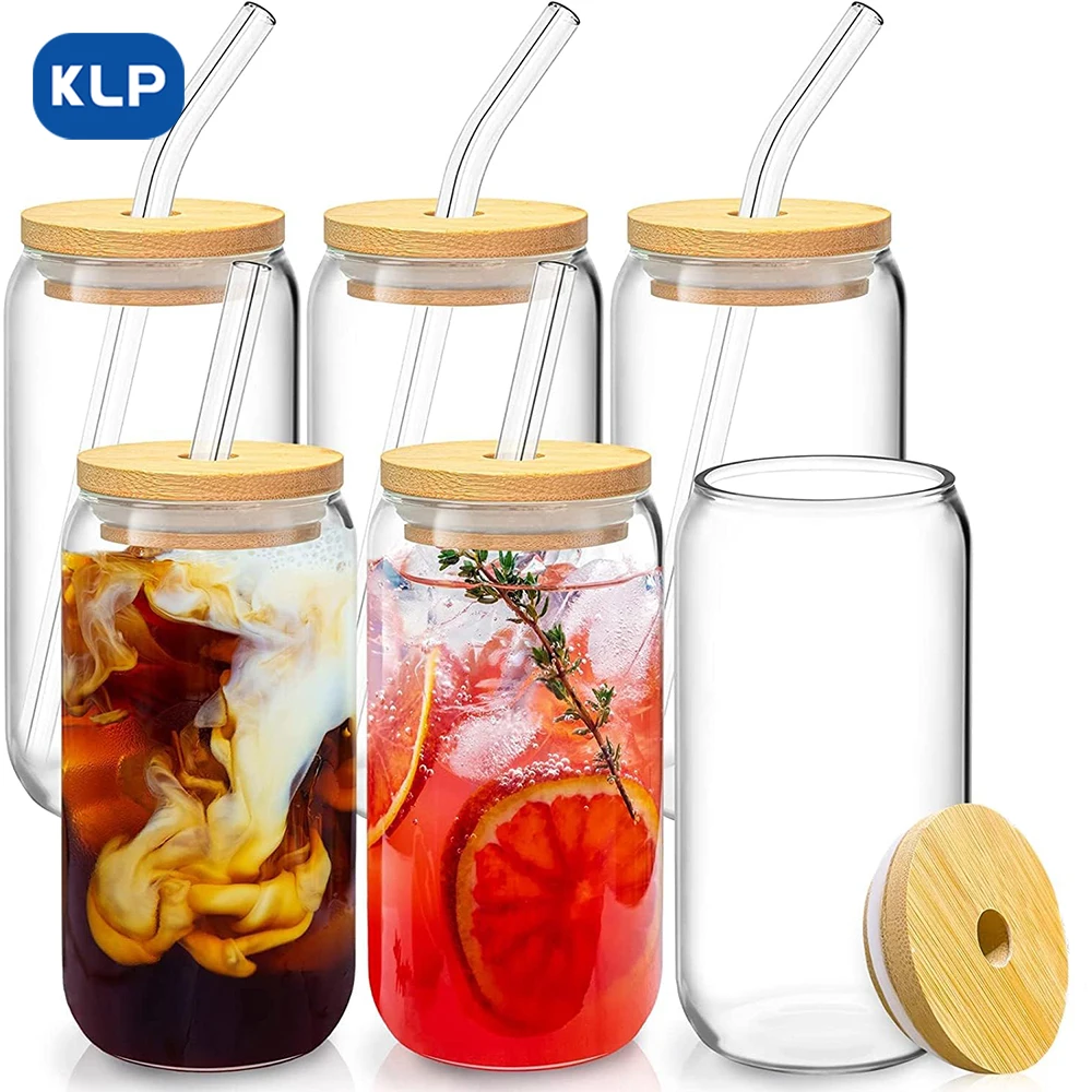 KLP 1/2/4 шт. бокалы со стеклянными соломинами-бокалы для пива холодного кофе виски и