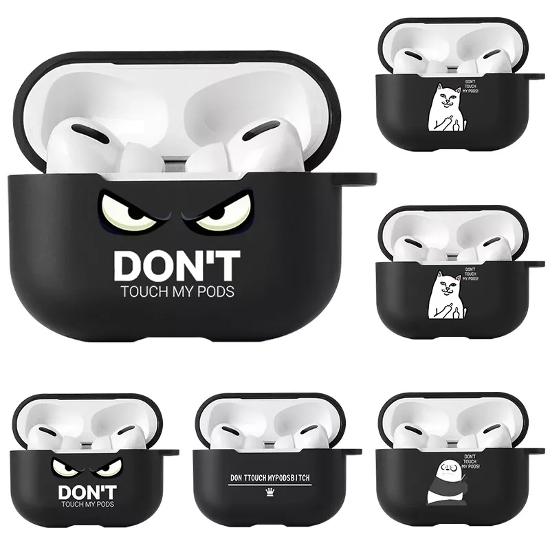 

For Apple Pro Cases Slogan Simple Text Dont Touch 3 2 Silicon Black Earphone Cover For Air pod Pro Capa Bag