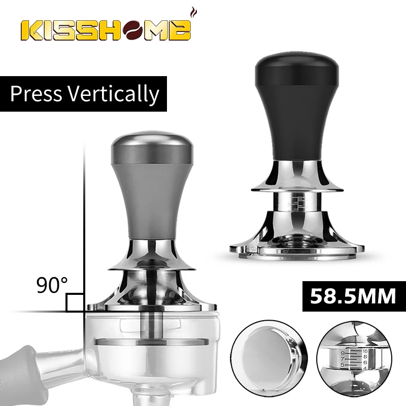 

58.5mm Adjustable Depth Coffee Tamper Calibrated Steady Pressure Espresso Distributor Stainless Steel Froce Tamper Barista Tools