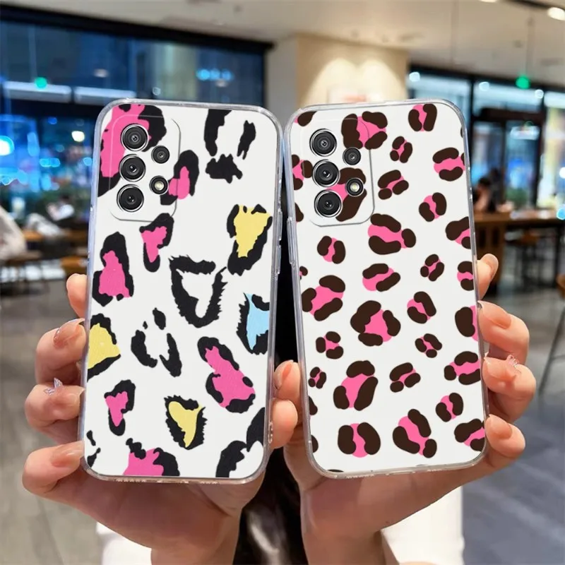 

Leopard Print Phone Case For Samsung S30 S20 S23 S22 S10E S10 20Fe Note 20 10 Pro Plus Ultra A12 A42 A71 A91 Transparent Cover