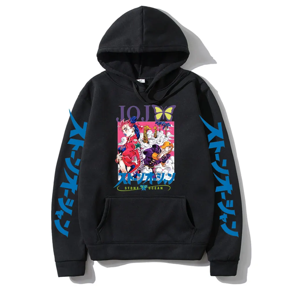 

2022 Hot New Anime Jojo Bizarre Adventure Hoodies Manga Stone Ocean Graphic Sweatshirt Men Women Fashion Hoodies Man Streetwear