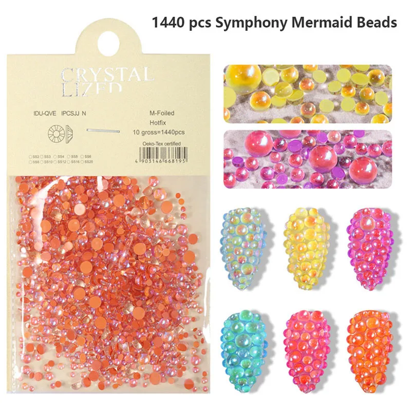 

1440Pcs Mix Size Mermaid Symphony Beads Magic Pearl Aurora Glitter Crystal Decor