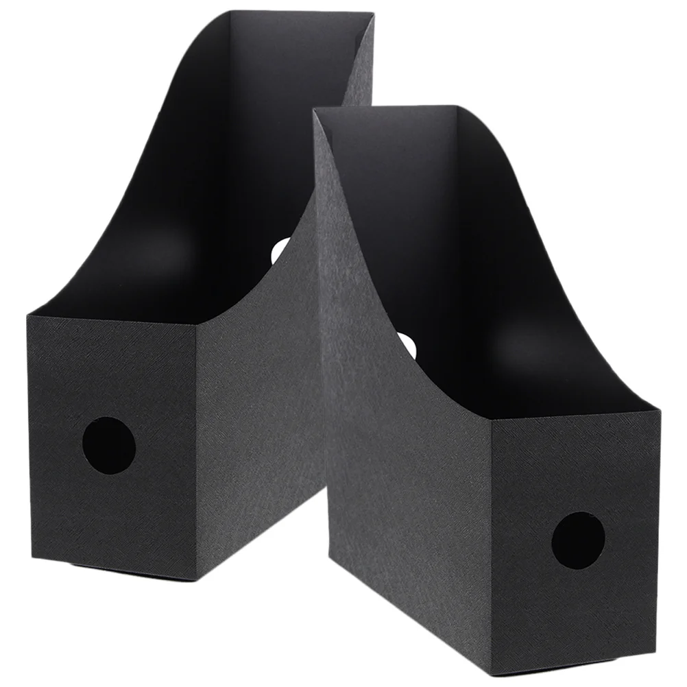 

2 Pcs Office Desk Black File Storage Box Racks Desktop Book Vertical Organizers Accessories Pp Document Office Holder Shelf