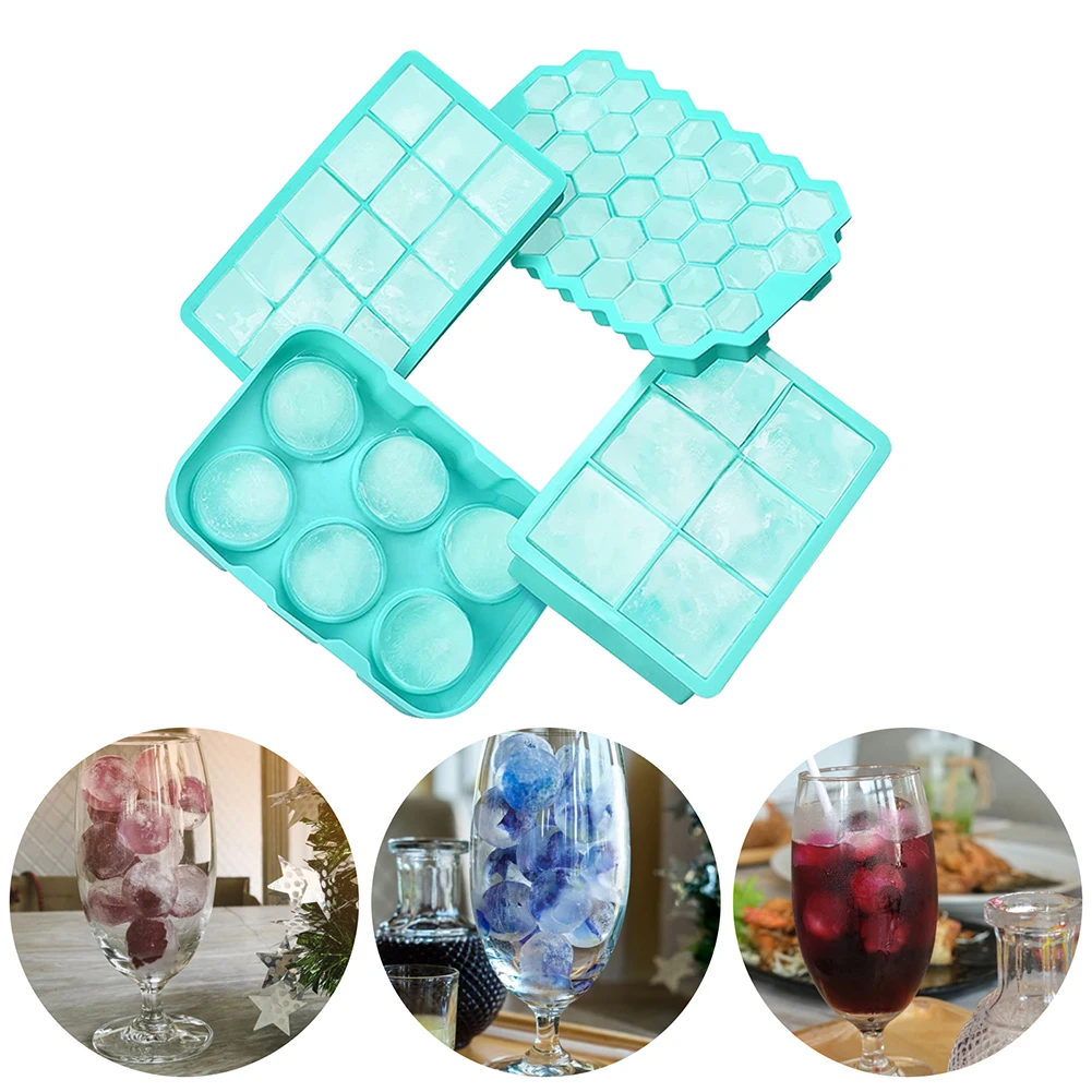 

4pcs/set Kitchen Ice Cream Cube Mold Whiskey Cute Round Ice Maker Simple Tools Reusable Popsicle Maker DIY Tool Lolly Mold