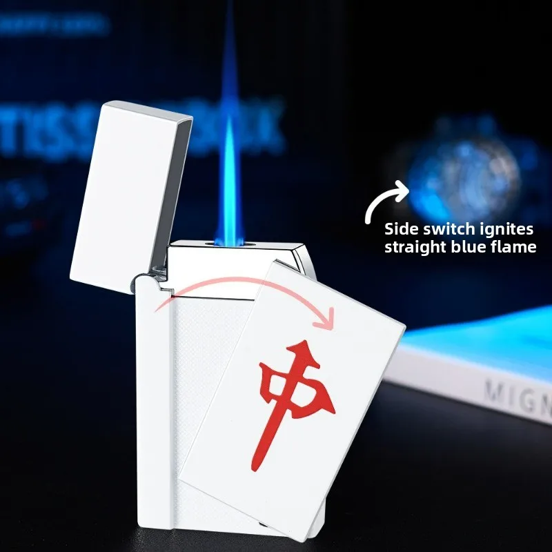 Фото Горячая новинка: креативная газовая зажигалка Ace Double Flame с бутаном, визуальным окном уровня газа, регулируемым струйным пламенем, металлическая, для мужчин №1