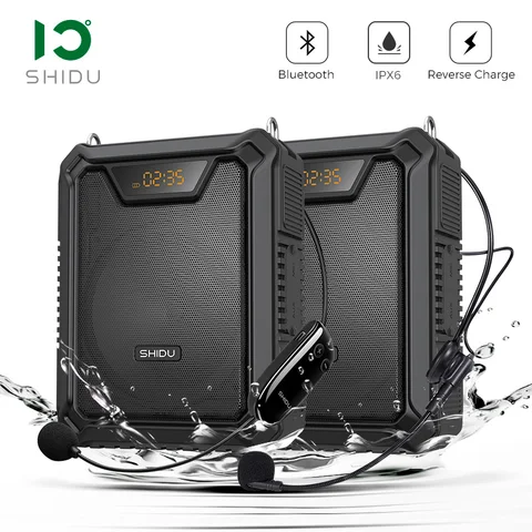 SHIDU 30 Вт водонепроницаемый портативный аудио голосовой усилитель громкоговоритель Bluetooth динамик с проводным микрофоном для учителей M1000